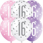 GLITZ 12″ PINK AGE 16 ASSORTED BALLOONS