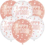 GLITZ 12″ ROSE GOLD HAPPY BIRTHDAY ASSORTED BALLOONS