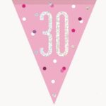 GLITZ PINK HAPPY 30TH BIRTHDAY FLAG BANNER