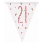 GLITZ ROSE GOLD HAPPY 21ST BIRTHDAY FLAG BANNER