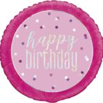 18″ GLITZ PINK HAPPY BIRTHDAY FOIL BALLOON.