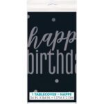 GLITZ 54X84IN BLACK BIRTHDAY TABLECOVER