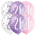 GLITZ 12″ PINK AGE 21 ASSORTED BALLONS