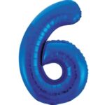 UNIQUE 34″ BLUE FOIL BALLOON NUMBER 6