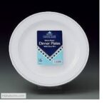 WHITE PLASTIC PLATES W/SILVER RIM 10″ 6