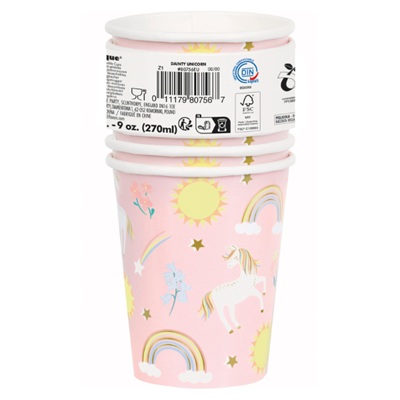 UNIQUE DAINTY UNICORN 9OZ CUPS PK8 - Image 3