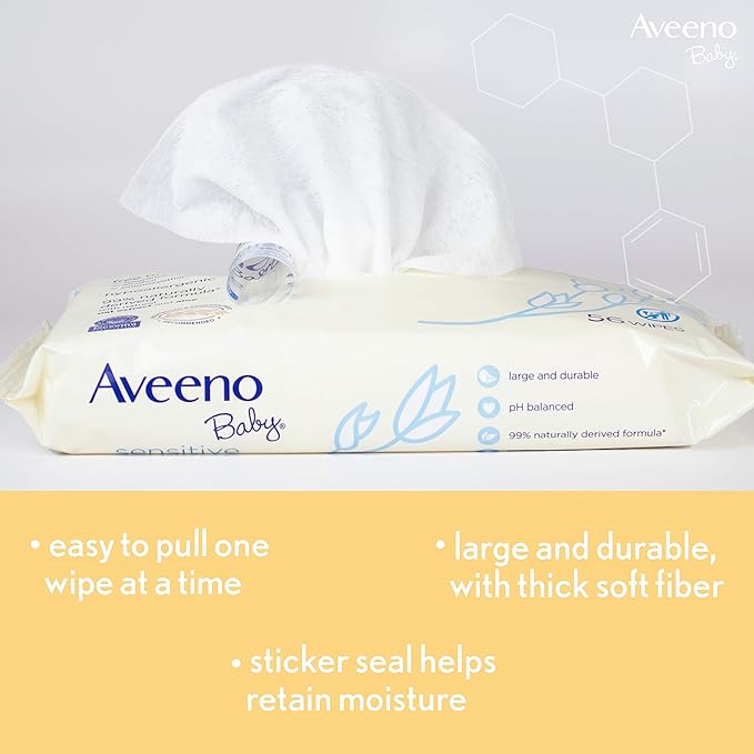 AVEENO BABY DAILY CARE BABY WIPES FOR DRY & SENSITIVE SKIN - 72 WIPES - Image 4