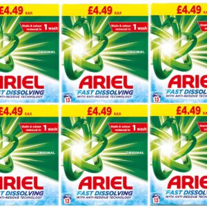 6 x Ariel Washing Powder Original 715g, 13 Washes, For Cleaner Clothes