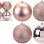 SNOW WHITE BOX OF 4 BAUBLES 10CM ROSE GOLD