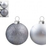 SNOW WHITE BOX OF 4 BAUBLES 10CM SILVER