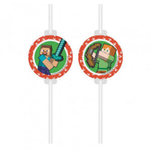 MINECRAFT PAPER STRAWS PK4