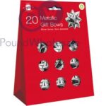 GIFTMAKER 20 PC MET GOLD/SILVER/RED BOWS 5CM