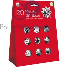 GIFTMAKER 20 PC MET GOLD/SILVER/RED BOWS 5CM