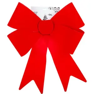 SNOW WHITE RED VELVET DECORATIVE BOW 37CM X 49CM X 11.5CM