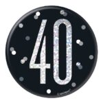 UNIQUE BDAY GLITZ BLK 3IN BADGE-40TH