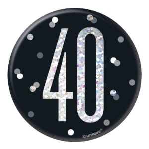 UNIQUE BDAY GLITZ BLK 3IN BADGE-40TH
