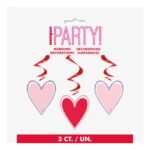 UNIQUE PINK & RED HEART HANGING SWIRLS 26″