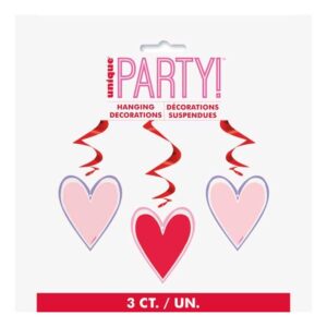 UNIQUE PINK & RED HEART HANGING SWIRLS 26"