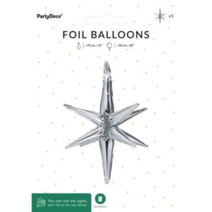 PARTYDECO 70cm 3D SILVER STAR FOIL BALLOON