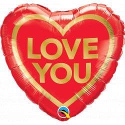 QUALATEX 18" GOLDEN HEART LOVE YOU