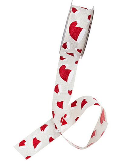 CLUB GREEN LINEN RIBBON WITH SANTA HAT 38MMX10M