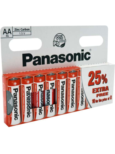 PANASONIC AA ZINC BATTERIES 25% EF PK10