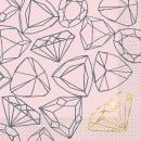 UNIQUE 73512 LUNCHEON NAPKINS DIAMOND FOIL STAMPED | BACHELORETTE PARTY, PINK/GOLD