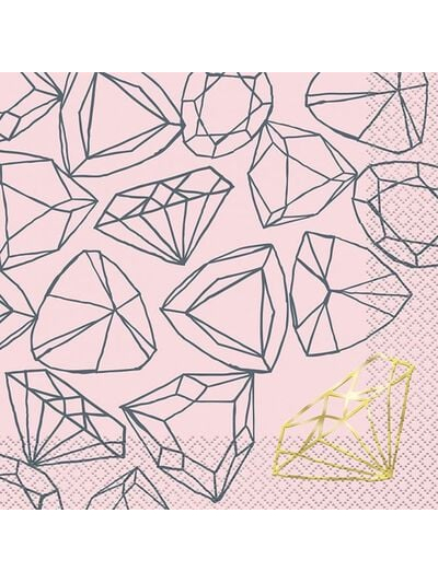 UNIQUE 73512 LUNCHEON NAPKINS DIAMOND FOIL STAMPED | BACHELORETTE PARTY, PINK/GOLD