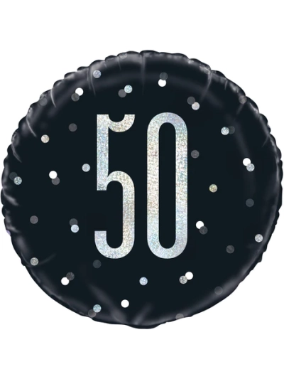 UNIQUE 18" GLITZ BLK 50 FOIL BALLOON