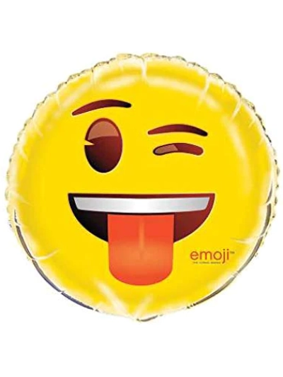 UNIQUE 18" WINK EMOJI FOIL BALLOON