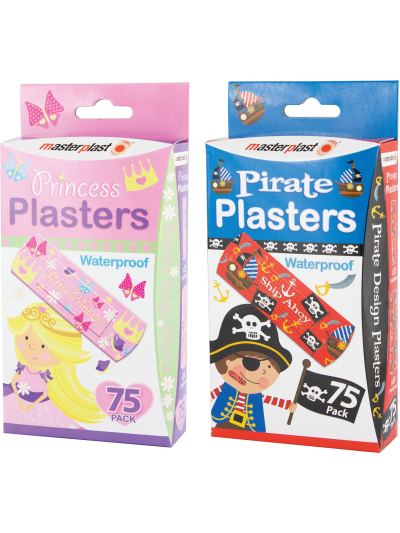 MASTERPLAST PIRATES & PRINCESS PLASTERS 75PK