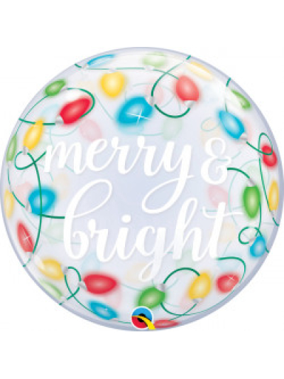 QUALATEX 22" BUBBLE "MERRY & BRIGHT" BALLOON