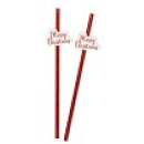 MERRY CHRISTMAS RED&WHT PAPER STRAWS 10