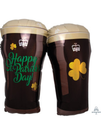 ANAGRAM 26"X28" HAPPY ST.PATRICKS DAY BEER GLASSES SUPERSHAPE FOIL BALLOON