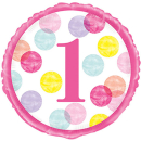 UNIQUE 18" PINK DOTS NUMBER 1 FOIL BALLOON