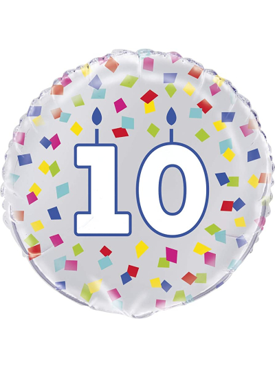 UNIQUE 18" RAINBOW CONFETTI NUMBER 10 BALLOON