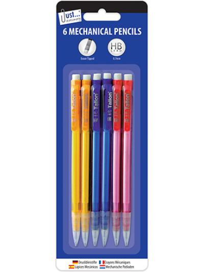 6 MECHANICAL PENCILS WITH ERASERS