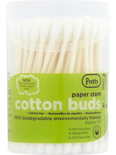 PRETTY PAPER STEM COTTON BUDS 100S X 12