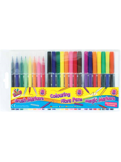 ARTBOX 24 PEN SET 8 FIBRE-8 BRUSH-8 MAGIC MARKERS