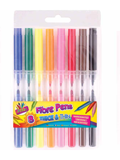 ART BOX 8 THICK & FIBRE PEN