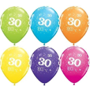 QUALATEX 11" AGE 30 A ROUND 30TH BIRTHDAY TROPICAL ASSORTED BALLOONS
