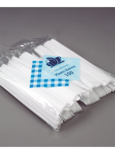 ESSENTIAL WHITE PLASTIC KNIFE PK100(PACKAGING MAY DIFFER)
