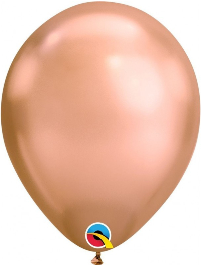 QUALATEX 11IN CHROME ROSE GOLD (PACK OF 25 ROUND BALLOONS).