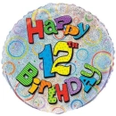 UNIQUE 18" HAPPY 12TH BIRTHDAY PRISMASTIC BALLOON