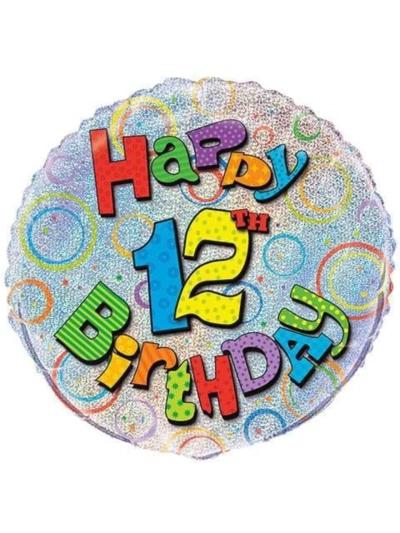 UNIQUE 18" HAPPY 12TH BIRTHDAY PRISMASTIC BALLOON
