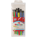 15 ASSORTED PAINT BRUSHES WITH REUSABLE POUCH
