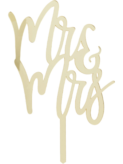 MR & MRS GOLD MIRROR ACRYLIC CAKE TOPPER