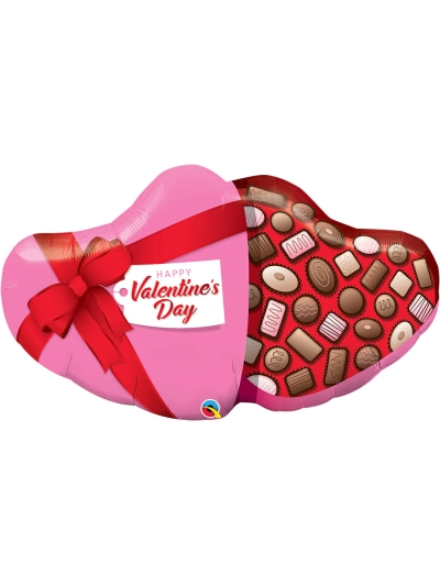 QUALATEX 39" CANDY BOX "HAPPY VALENTINES DAY" MICROFOIL BALLOON