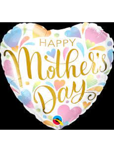 QUALATEX 18" HAPPY MOTHER'S DAY PASTEL HEART MICORFOIL BALLOON