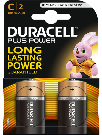 DURACELL PLUS POWER C BATTERIES PK2